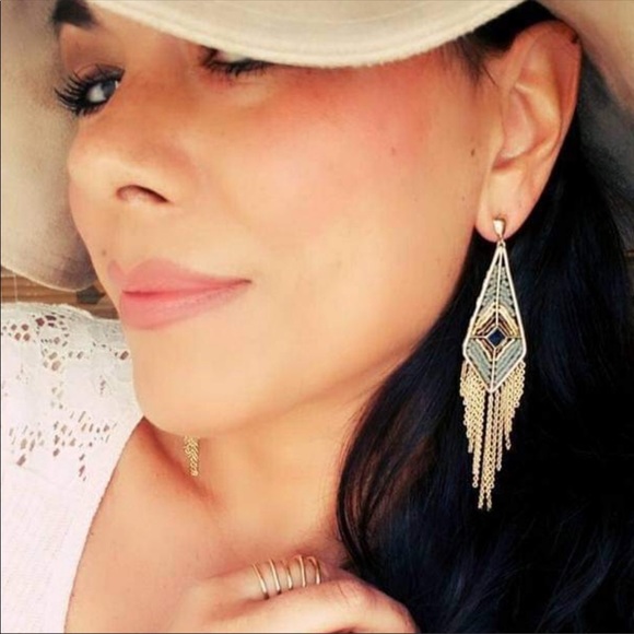 :: S&D Gold Aiyana Fringe Chandeliers Earrings - Picture 3 of 8